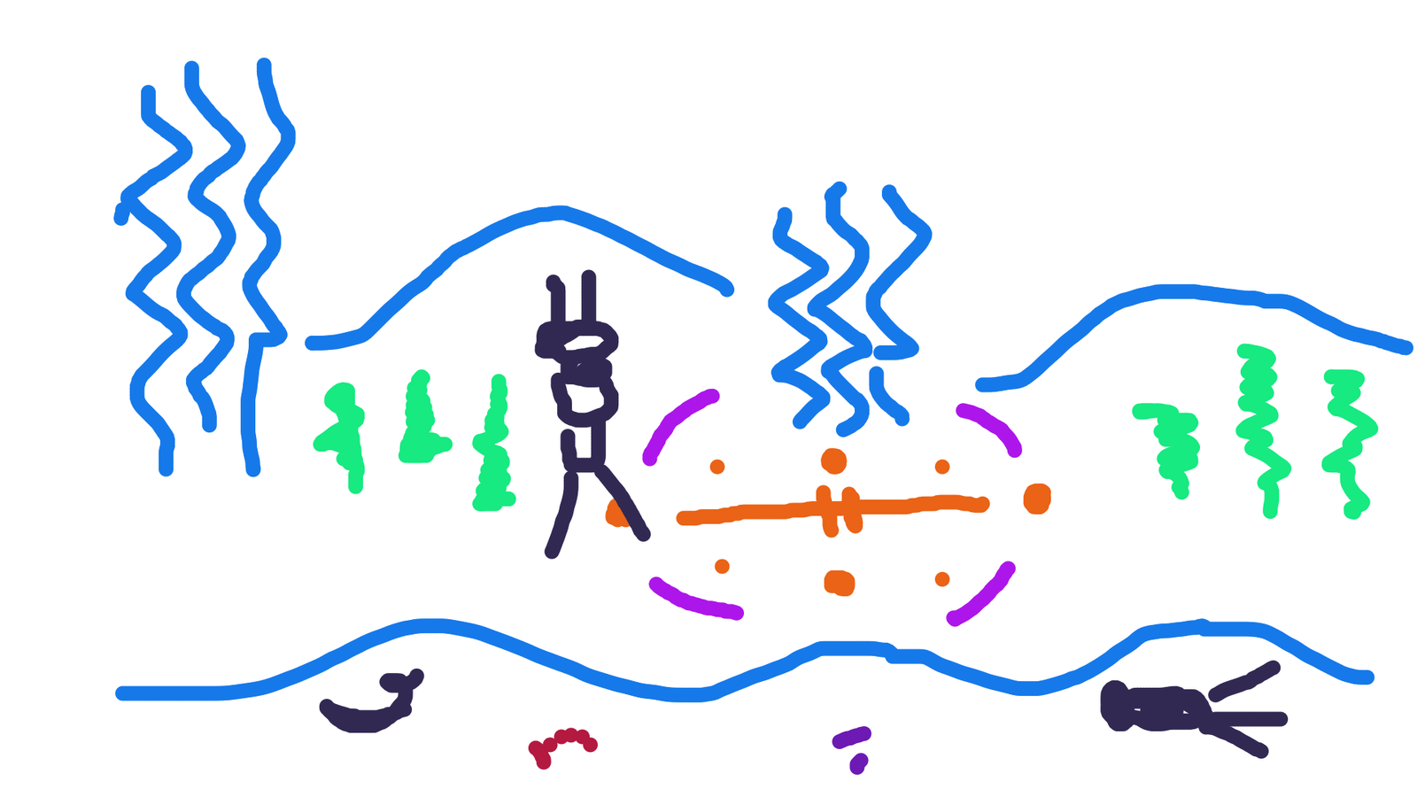 Dibujo colectivo: paisaje de cuenca, espejado como una mancha de Rorschach